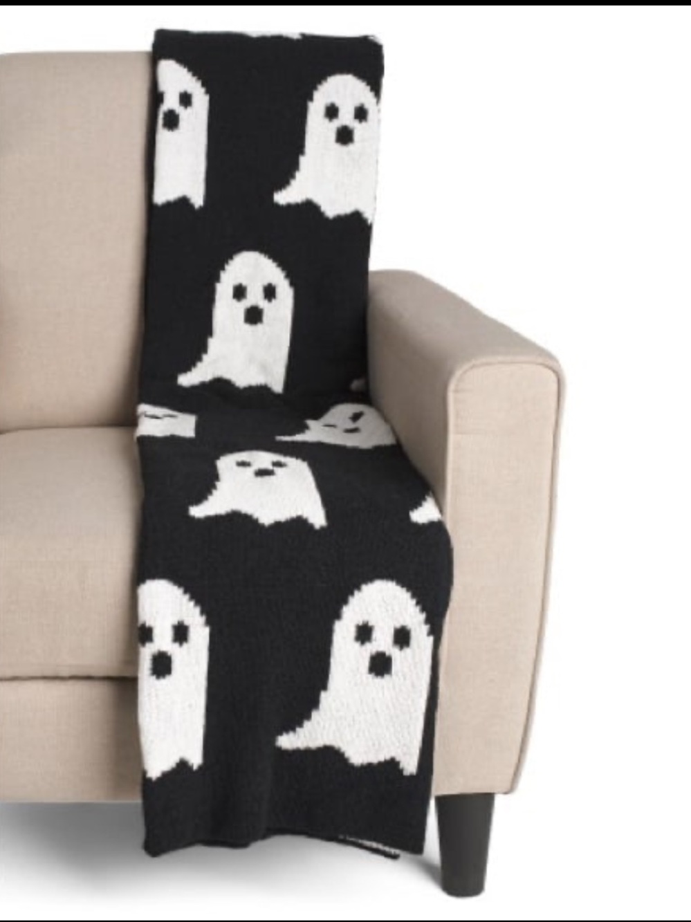 NEW Cupcakes and Cashmere Feather Knit Halloween Ghost Throw Blanket